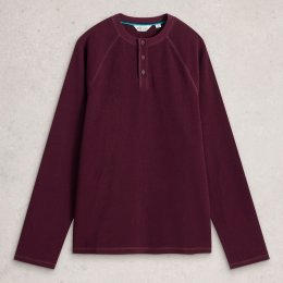 White Stuff Helston Organic Long Sleeve Henley Tee - Dark Plum