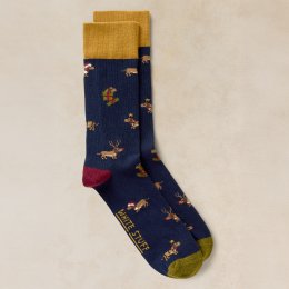 White Stuff Christmas Dog Organic Socks in Cracker - Blue