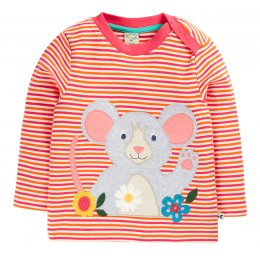 Frugi Orion Circular Mouse Stripe Top - Pink