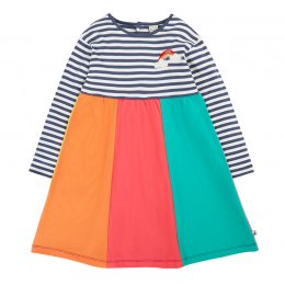 Frugi Amelia Rainbow Dress - Navy Stripe