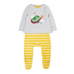 Frugi Brooke Earth Adventure Easy Dressing Babygrow - Grey