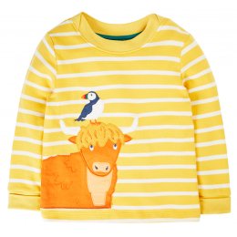 Frugi Easy On Highland Cow Top - Yellow