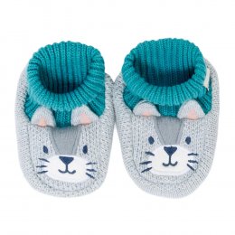 Frugi Noa Wildcat Knitted Booties - Grey