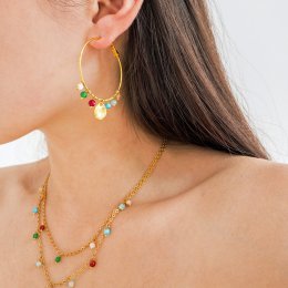 Lotus Feet Lariat Hoop Earrings