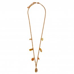 Lotus Feet Charm Necklace - Citrine