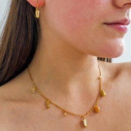 Lotus Feet Charm Necklace - Citrine