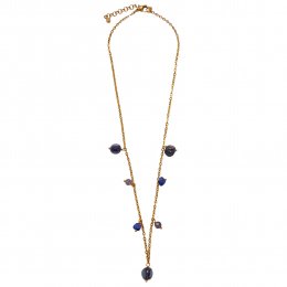Lotus Feet Charm Necklace - Blue