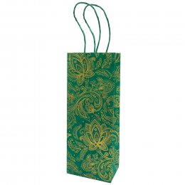 Fair Trade Green Paisley Lokta Bottle Bag