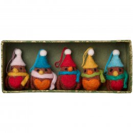 Felt Robin Decorations - Set of 5