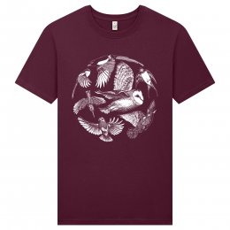 Frank & Faith British Birds T-Shirt - Burgundy