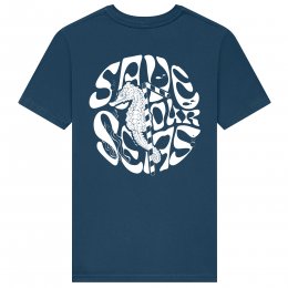Frank & Faith Save Our Seas Seahorse T-Shirt - Denim Blue