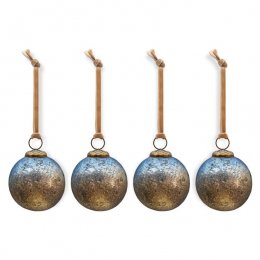 Pasali Blue Smoke Baubles - Set of 4