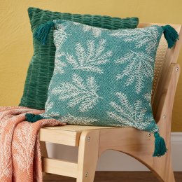 Recycled Cotton Leaf Cushion Cover - Green