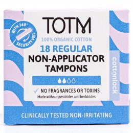 TOTM Organic Cotton Regular Non Applicator Tampons - Pack of 18