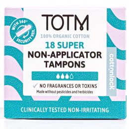 TOTM Organic Cotton Super Non Applicator Tampons - Pack of 18