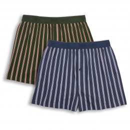 Ethan Organic Cotton Boxer Shorts - Navy & Green - Pack of 2