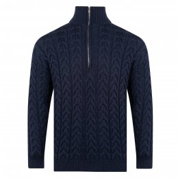 Unisex Cable Zip Jumper - Navy