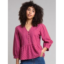 Kite Damson Check Worgret Flannel Blouse