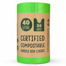 Eco Green Living Compostable Bin Bags - 40L - Roll of 24