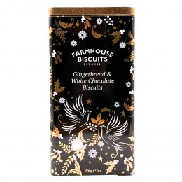 Farmhouse Biscuits Triangle Tin - Gingerbread and White Chocolate - 200g
