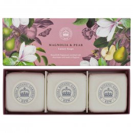 Kew Gardens Triple Soap Gift Box - Magnolia & Pear - 3 x 100g