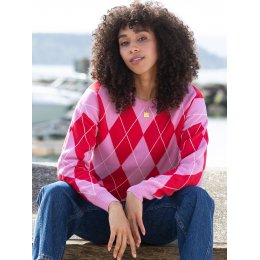 Kite Argyle Piddletrenthide Knit Jumper Red