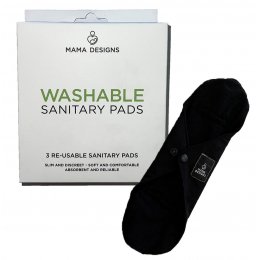 Mama Designs Washable Reusable Black Pads - Maxi Plus - Pack of 3