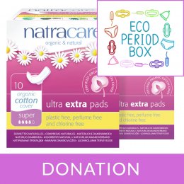 Eco Period Box Donation Natracare Organic Ultra Extra Pads - Super with Wings - Pack of 10