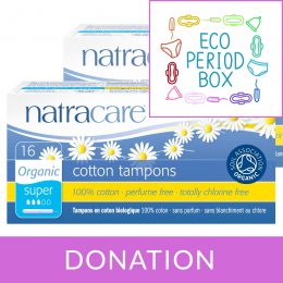 Eco Period Box Donation Natracare Organic Cotton Applicator Tampons - Super - Pack of 16