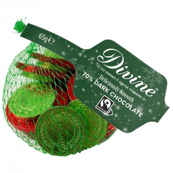 Divine Fairtrade 70% Dark Chocolate Coins - 65g
