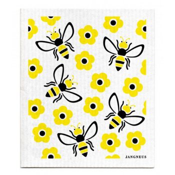 Jangneus Design Yellow Bees Patterned Dish Cloths - Set of 4
