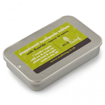 ecoLiving Toothpaste Tablets with Fluoride Tin - 62 Tabs