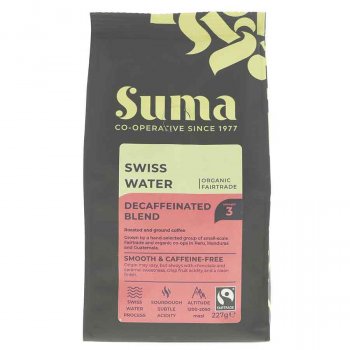 Suma Fair Trade Organic Swiss Water Decaffeinated Ground Coffee - 227g