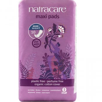 Natracare Organic Cotton Maxi Pads - Night Time - Pack of 10