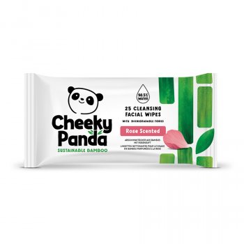 The Cheeky Panda Biodegradable Facial Cleansing Wipes - Rose - 25 Wipes