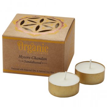 Fair Trade Mysore Chandan Sandalwood Scented Tealight Candles - Pack of 12