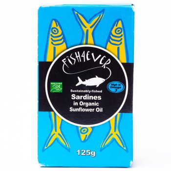 Fish 4 Ever Whole Sardines in Organic Sunflower Oil - 120g