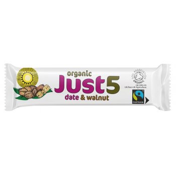 Tropical Wholefoods Just 5 Organic & Fairtrade Snack Bar - Date & Walnut - 40g