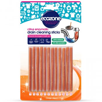 Ecozone Enzymatic Drain Cleaning Sticks - Citrus - Pack of 12
