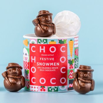 Chococo 47% Colombia Milk Chocolate Mini Snowmen in a Tube - 100g