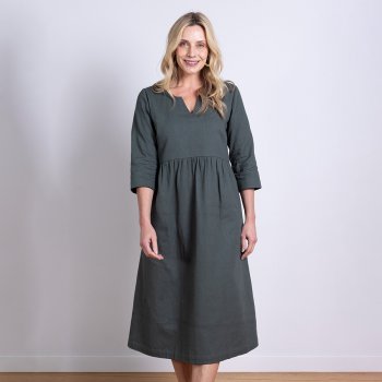 Nomads V Neck Midi Dress - Buff