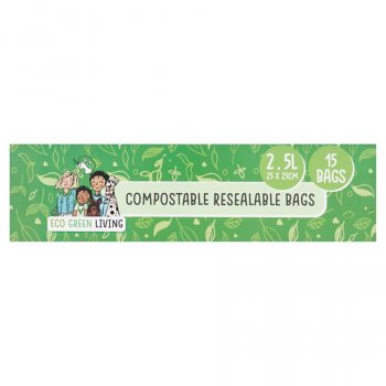 Eco Green Living Compostable Resealable Bags - 2.5 - 15 Bags