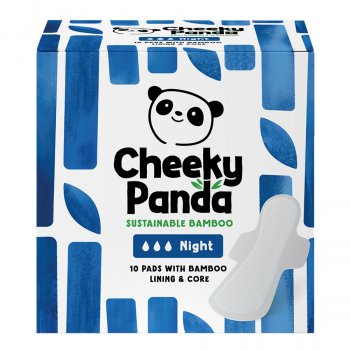 The Cheeky Panda Bamboo Core Pads With Wings - Night - Pack of 10