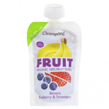 Clearspring Fruit Puree - Banana, Blueberry & Strawberry - 100g