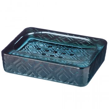 Recycled Glass Soap Dish - Prussian Blue