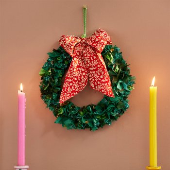 Recycled Sari Green Wreath - Small