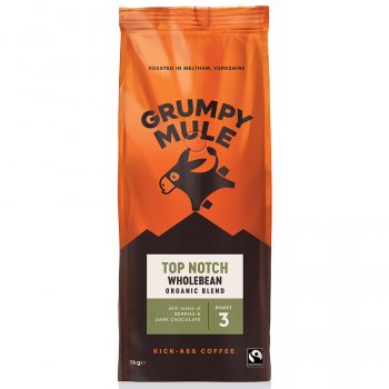 Grumpy Mule Fairtrade & Organic Top Notch Blend Coffee Beans - 1kg
