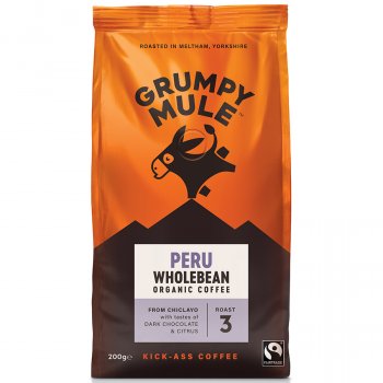 Grumpy Mule Fairtrade & Organic Peru Coffee Beans - 200g