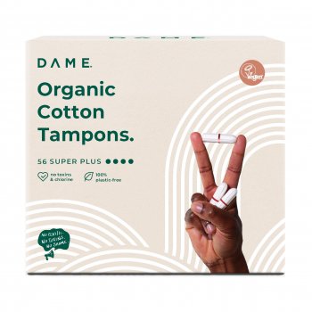 DAME Organic Cotton Tampons - Super Plus - Pack of 56