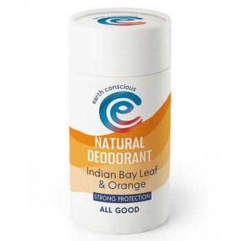 Earth Conscious Natural Deodorant Stick - Indian Bay Leaf & Orange Strong Protection - 90g